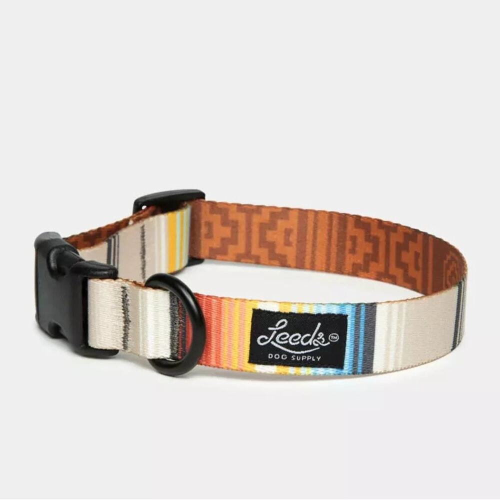 NEW LEEDS Califia Cream Orange Stripe Buckle Dog Collar Step In Harness $85 Set - Picture 7 of 13
